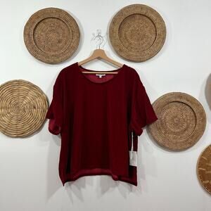 NEW Good American Red Velvet Short Sleeve Tee T-Shirt Top Plus Size Size 7 / 4X
